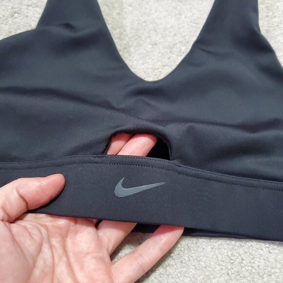NIKE Dri-FIT Indy V-Neck Plunge Cutout Sports Bra Pullover Black Women's Large - Picture 4 of 9